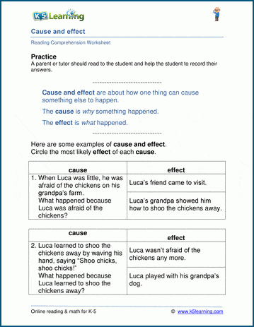 Grade 2 cause and effect worksheets