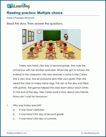 Paragraph comprehension worksheet