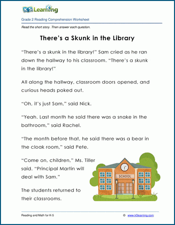 There's a Skunk in the Library - Grade 2 Children's Fable | K5 Learning