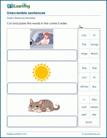 Sentence unscramble worksheet