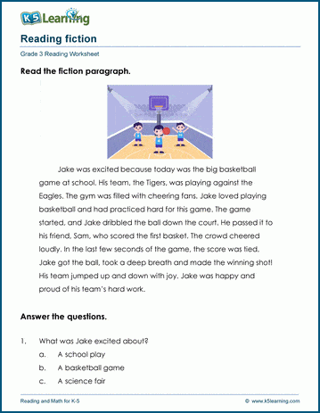 Reading comprehension: Fiction worksheet