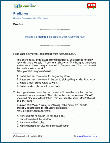 Grade 4 prediction worksheet