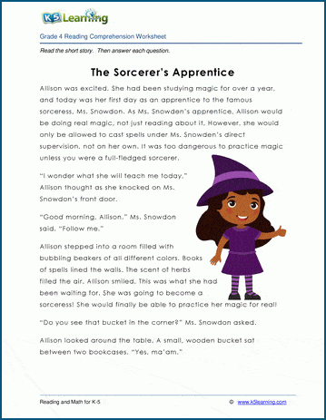 the sorcerer s apprentice grade 4 children s fable k5 learning