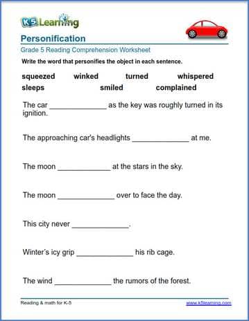 personification examples for kids