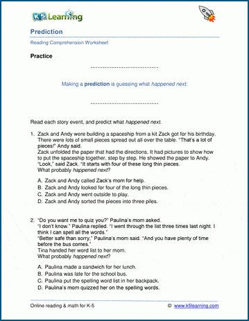 Grade 5 prediction worksheet