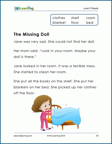 the missing doll level e children s story k5 learning