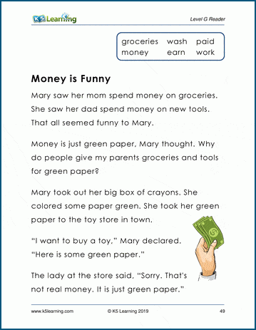 money is funny level g childrens story k5 learning