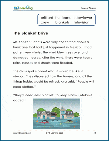 Level M1  Children's Story - The Blanket Drive