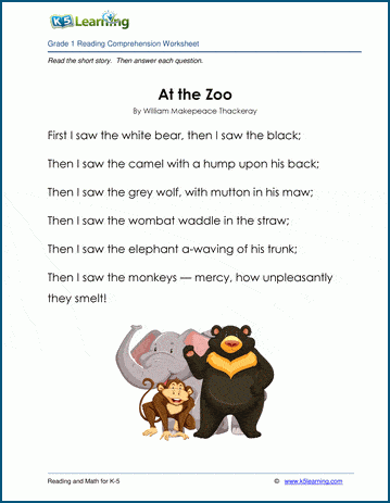 at the zoo grade 1 children s story k5 learning