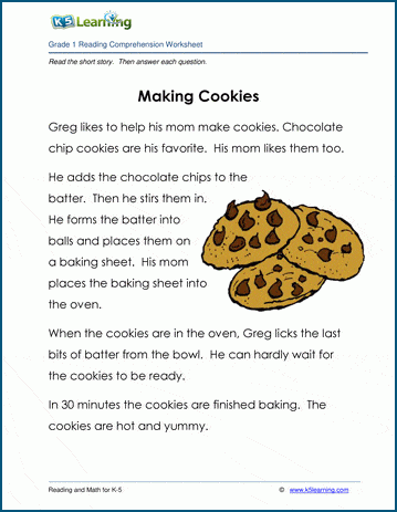 making cookies grade 1 childrens story k5 learning