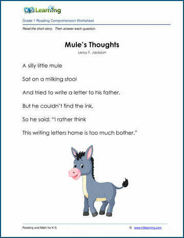 mule thoughts grade 1 childrens poem k5 learning