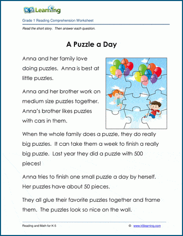 A Puzzle A Day Grade 1 Children S Story K5 Learning