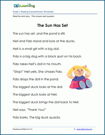 the sun has set grade 1 childrens fable k5 learning