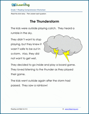 the thunderstorm grade 1 childrens story k5 learning