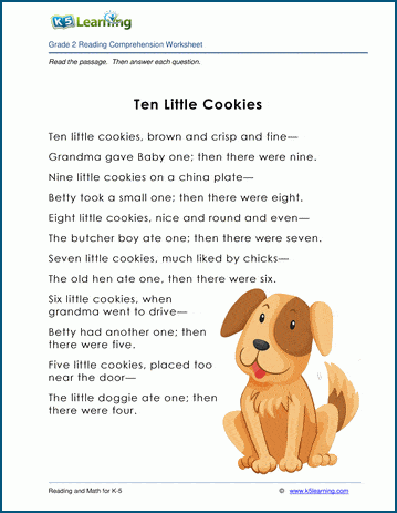 ten little cookies grade 2 childrens fable k5 learning