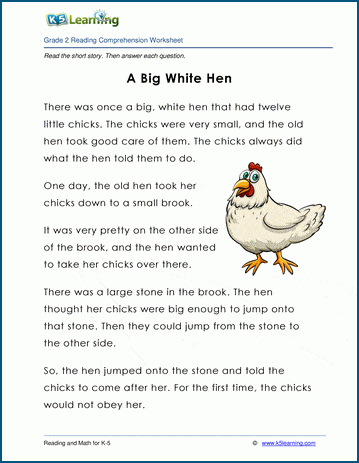 A Big, White, Hen - Grade 2 Children's Fable | K5 Learning