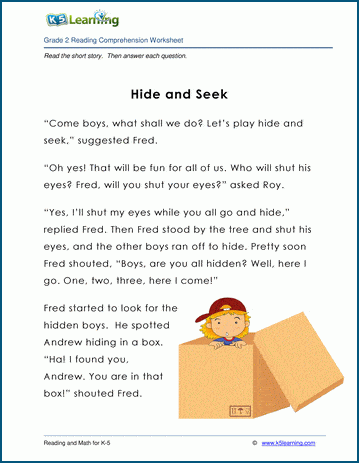 reading comprehension stories for grade 1 printable worksheet