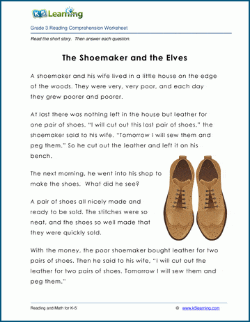 The Shoemaker And The Elves Grade 3 Children S Fable K5 Learning