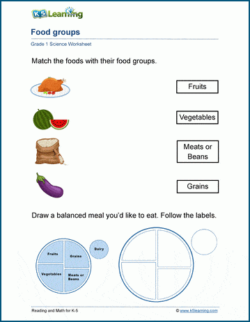 Food Groups Worksheet K5 Learning