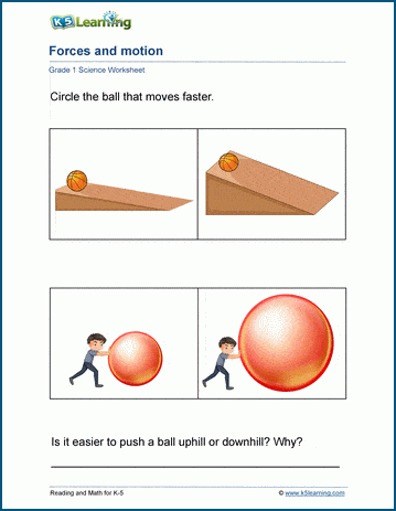 forces and motion worksheet k5 learning