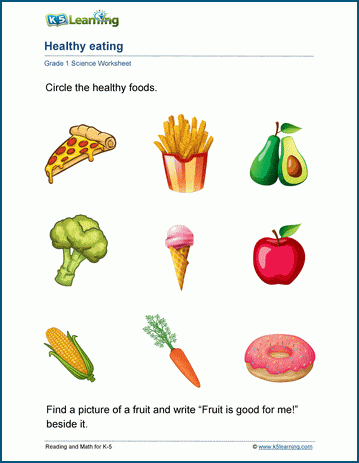 healthy eating worksheet k5 learning