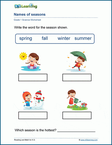 names of seasons worksheet k5 learning