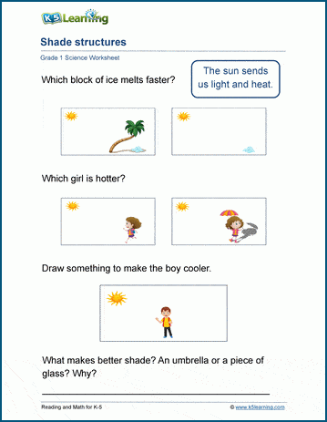 Grade 1 shade worksheets