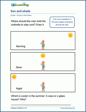 sun and shade worksheet k5 learning