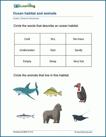 different habitats worksheets