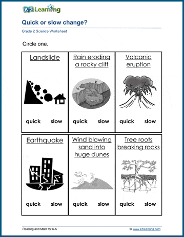 earth changes time worksheets k5 learning