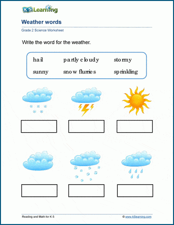 weather words worksheets k5 learning