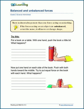 Balanced and unbalanced forces worksheet