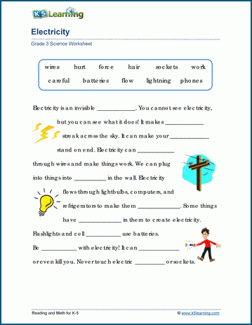 electricity worksheets k5 learning