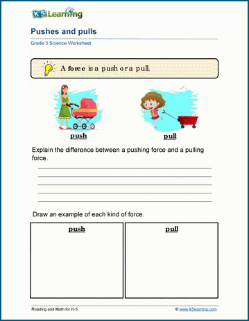 force and motion worksheets k5 learning