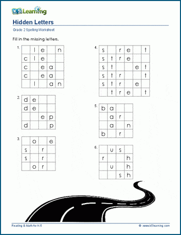 Grade 2 hidden letters worksheet