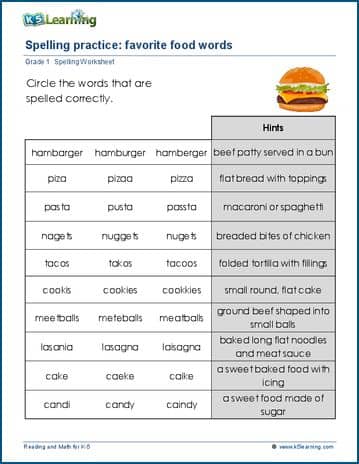 1 grade spelling worksheet worksheets Learning 1 K5    spelling correct  grade spelling