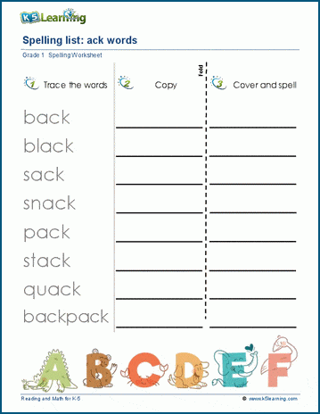 Spelling practice a sound words