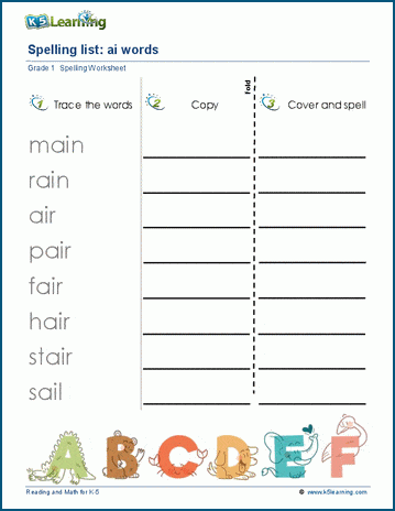 Spelling practice vowel blends 1 words