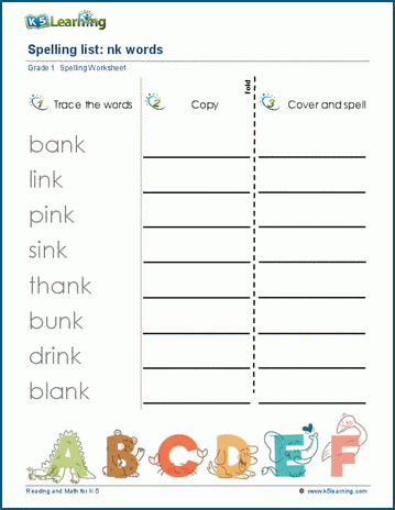 A tw Spelling List Worksheets