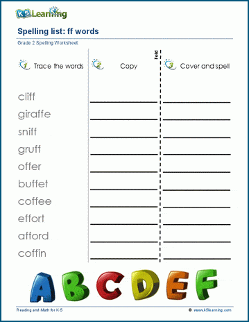 Spelling practice double consonants