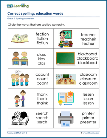 Spelling worksheets 2nd grade