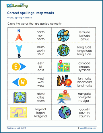 Grade 3 spelling worksheet correct spelling 