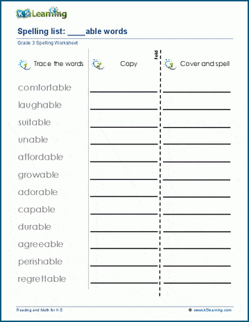 Spelling practice - grade 3 suffixes - 1