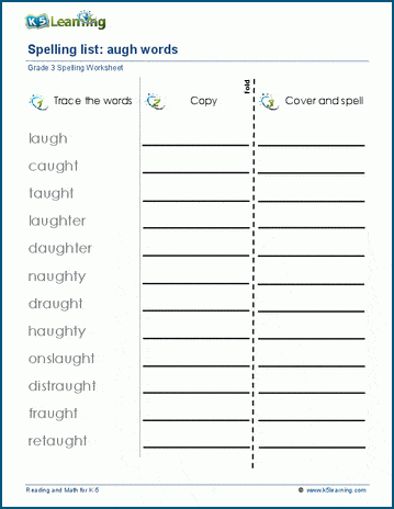 Spelling practice - grade 3 four letter blends