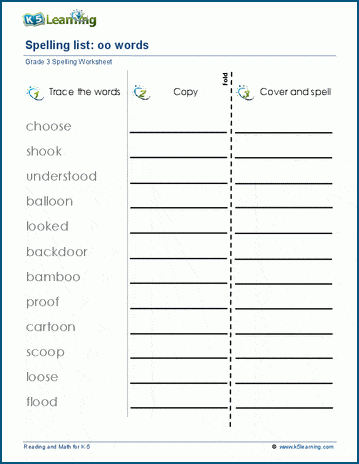 Spelling practice - grade 3 two letter blends - 2