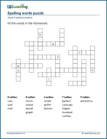 Word Puzzle For Grade 4 K5 Learning