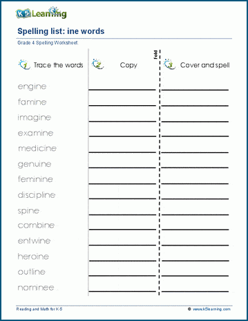 Spelling practice - grade 4 three letter blends 3