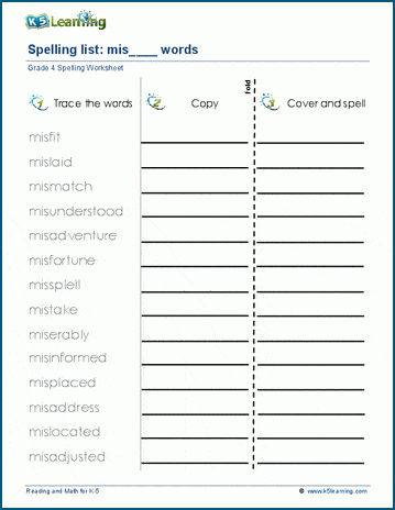 Spelling practice - grade 4 prefixes-2