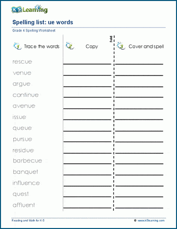 Spelling practice - grade 4 two letter blends 4