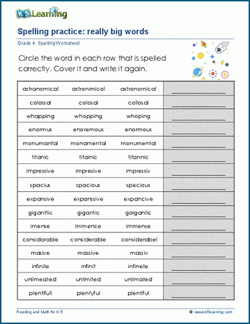 Grade 4 spelling challenge